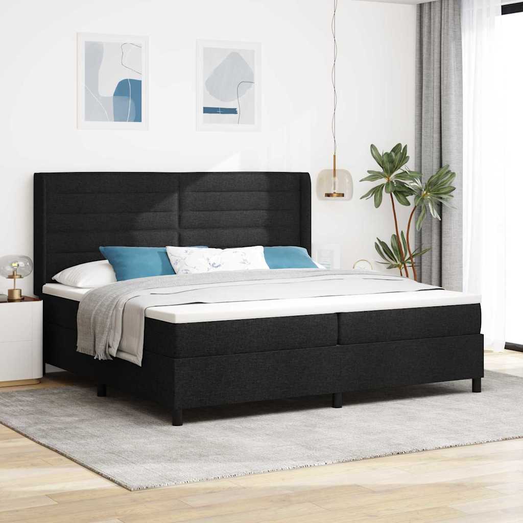 Box Spring Bed with Mattress Black 200 x 200 cm Fabric