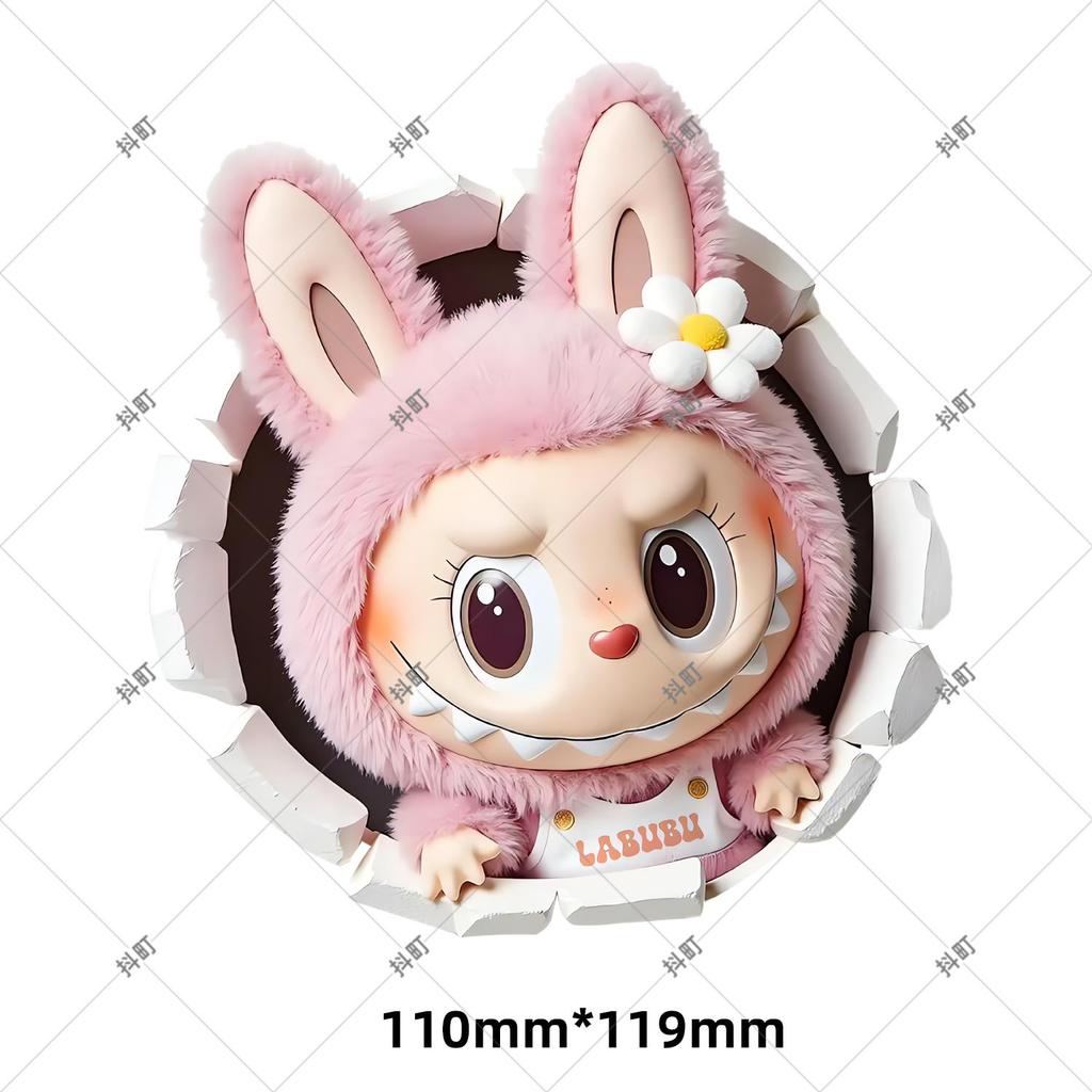Labubu Cute Plush Doll Refrigerator Magnet - 3D Personality, Strong Magnetic, Waterproof Door Decoration Sticker.