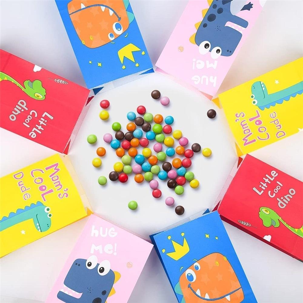 Gift Bags, 24 Pack Dinosaur Paper Bags, Party Paper Bags With Cute Stickers For Children's Parties, Celebrations, Baby's Birthday