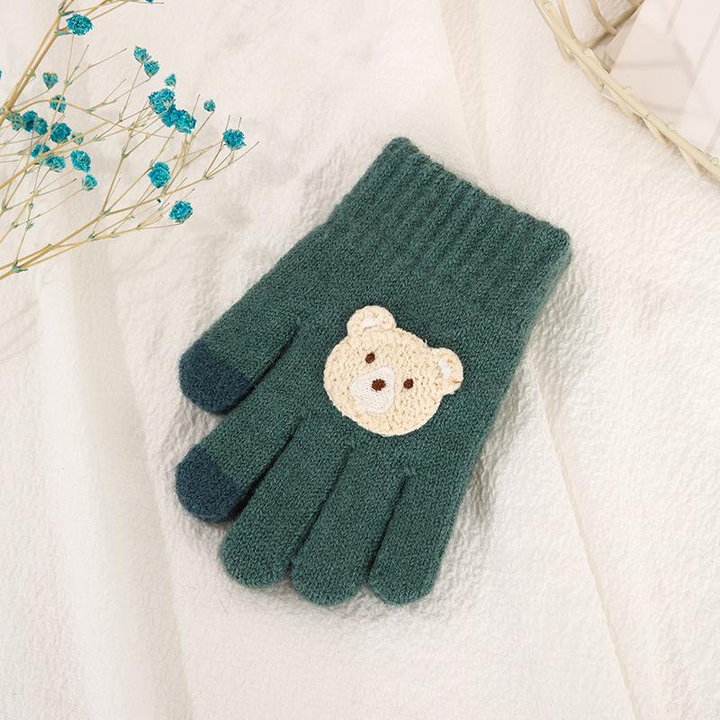 Luvas de Inverno Infantis Fofas de Urso Estilo Coreano - Quentes, À Prova de Frio, Design de Cinco Dedos para Meninos e Meninas