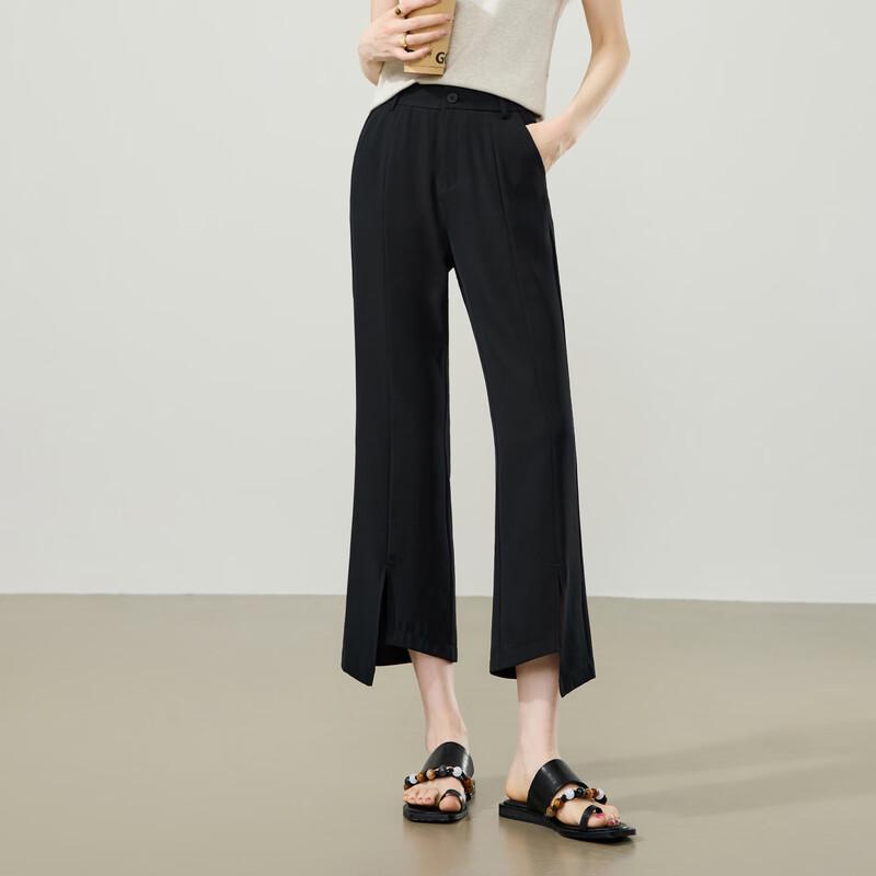 ESE-Y Women s Petite High-Waist Ice Silk Micro Flare Pants 27