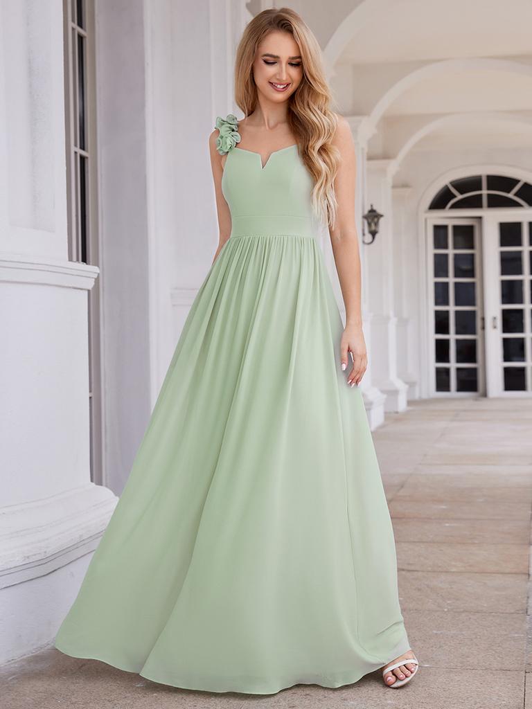 slim fit dress slacks Mismatched Green A-line Long Cheap Bridesmaid Dresses , MRB0026 – MarryLover main image 1