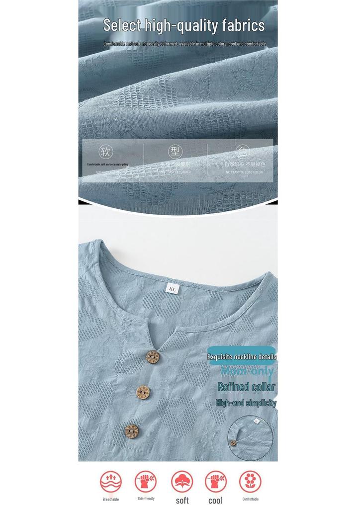 Elderly Women's Summer 2026 Short Sleeve Loose T-Shirt Two-Piece Set