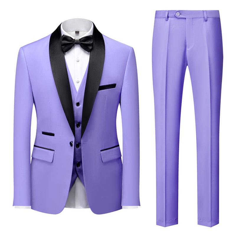 Men's Plus Size Business Casual Suit Three-Piece Set for Weddings and Events