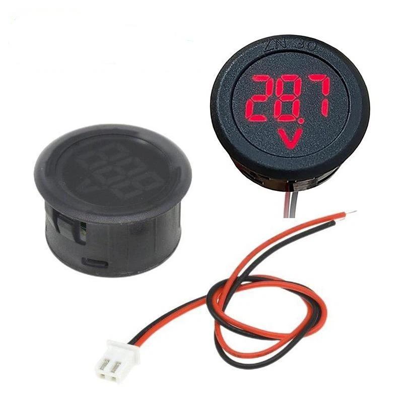 DC 4-100V Mini Voltage Meter Round LED Digital Display Voltmeter Tester for Car Motorcycle Truck RV 12V 24V Applicable