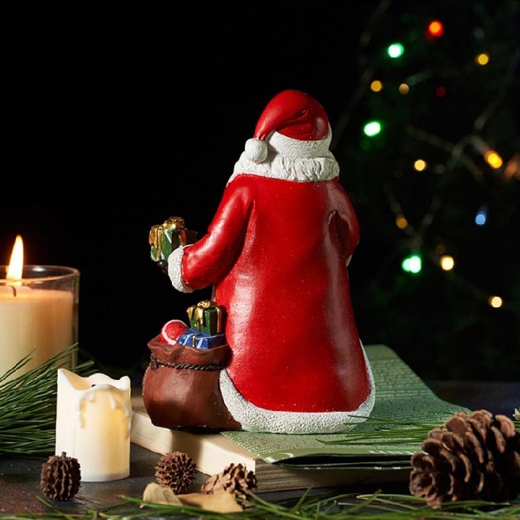 Mini Santa Claus Figurines Holding Gifts Small Resin Sculpture Home Decor
