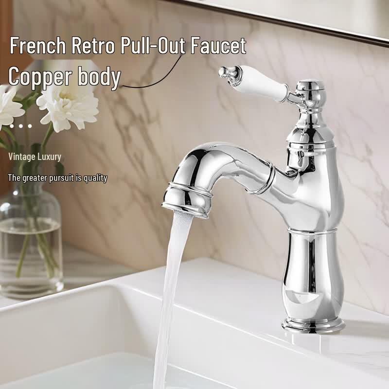 Pull-Out Hot and Cold Basin Faucet
