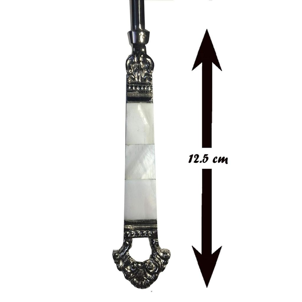 Mother of Pearl (MOP) Taj Design Brass Handle Serving Spoon with Silver Finished