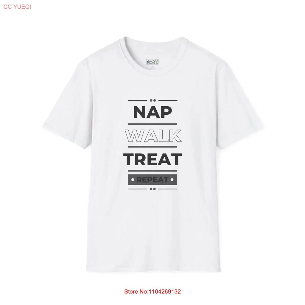 Nap Walk Treat Repeat T Shirt Funny Pet Lover For Dog Owners Comfy Casual Wear Unique Animal Vintage Streetwear Slightly
