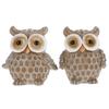 Owl Shape Adornment Resin Owl Ornaments Home Decoration Beige 10X8CM 2Pcs