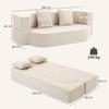 Convertible Sofa Bed, 2-Seater, 190 cm, 2 Pillows, Beige