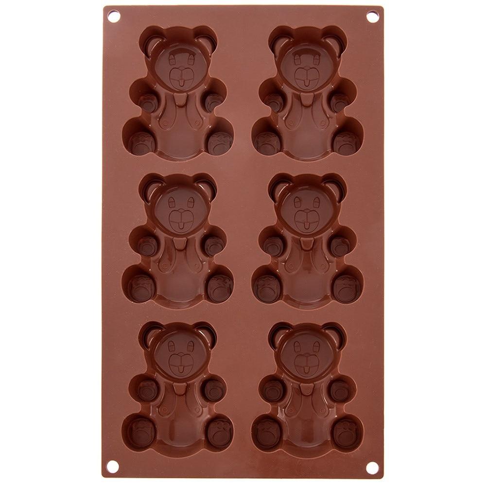 Orion Silikon Bären Kuchenform 6-fach Antihaft Backform 30x17.5x2 cm Keks Brownie Schokoladenform Flexibel Einfache Entnahme Langlebiges Backwerkzeug