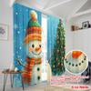2pcs,2D Plane Printing Pattern Curtains Cute Snowman Christmas Tree_d (3) 100% Polyester (without Rod) All Seasons Perfect for