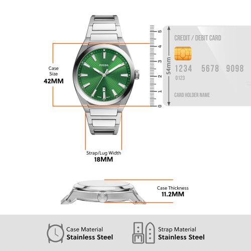 EVERETT Three-Hand Date Stainless Steel Watch