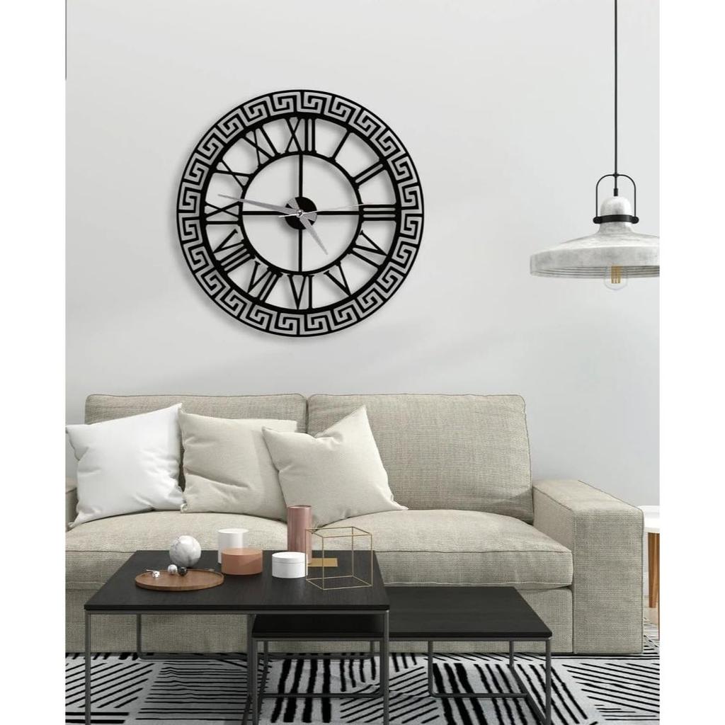 Large World Map Wall Clock, Metal Minimalist Modern Clock, Round Silent Non-Ticking Battery Operated Wall Clocks for Living Room/Home