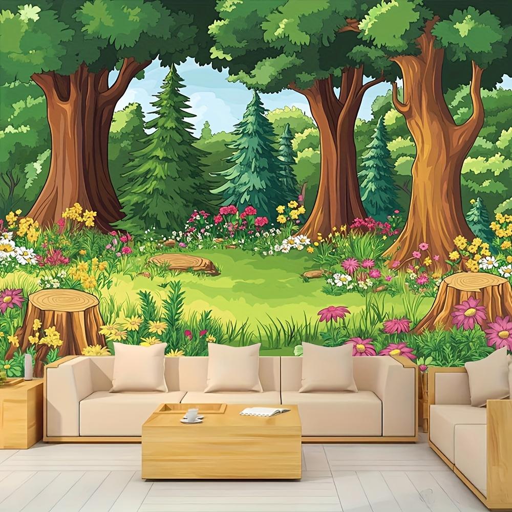1 Magic forest and floral grass polyester background - party decoration, photo booth and photography background