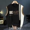 Men's Plus Size Letter Print Sleeveless Tank Top, Casual Breathable Vest (5XL-12XL)