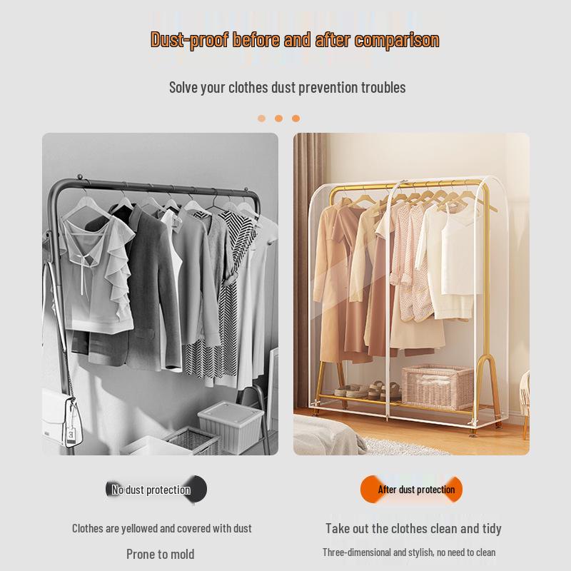 Dustproof & Waterproof Transparent Clothing Cover for Floor-Standing Clothes Rack and Wardrobe