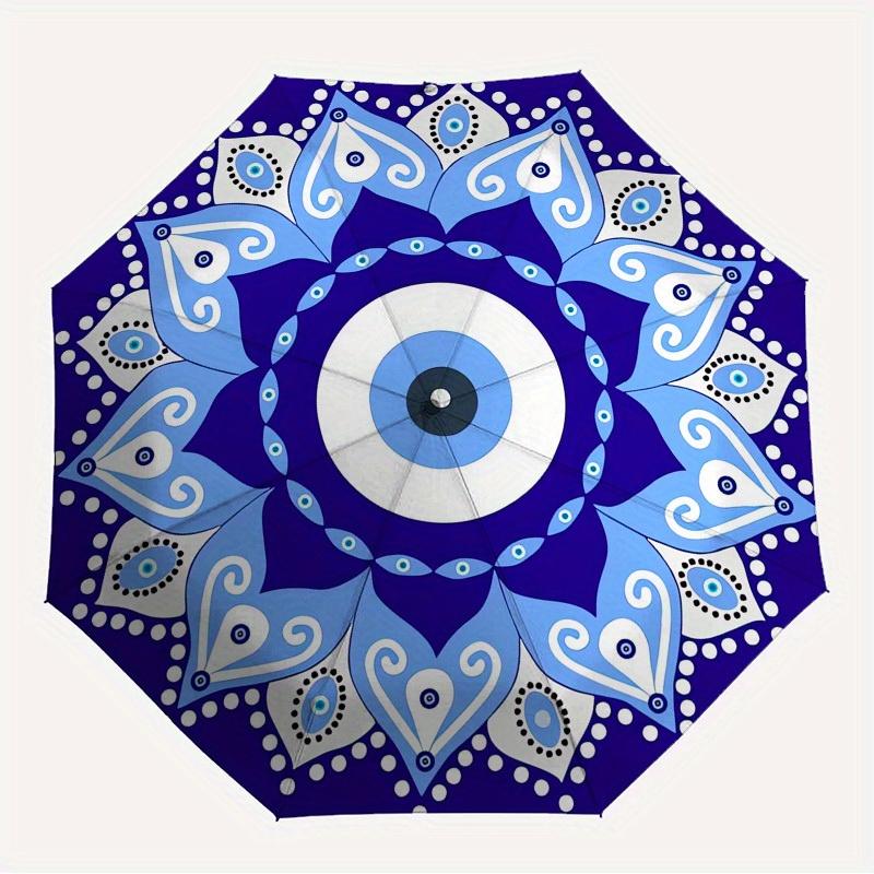 

1pc Blue Evil Eye Mandala Themed High-quality Umbrella,Automatic Opening and Closing Umbrella,Multi-functional Umbrella G0811208