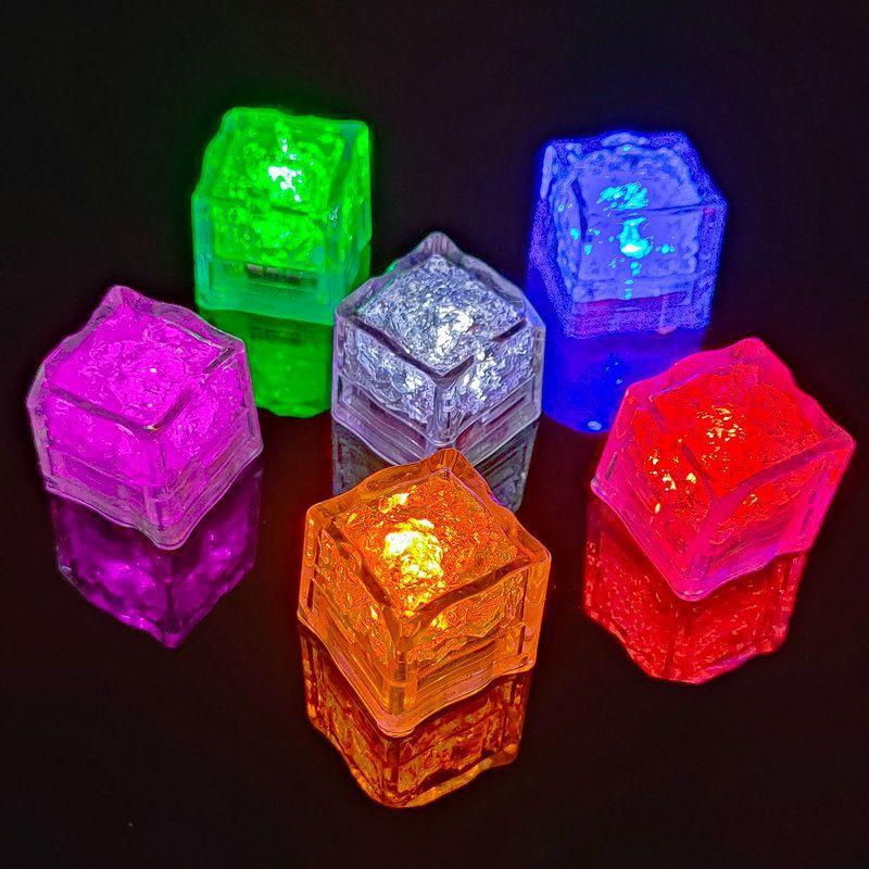 Reusable LED Light-Up Ice Cubes with Color-Changing Modes Waterproof Flashing for Drinks Parties Bars and Home Decor