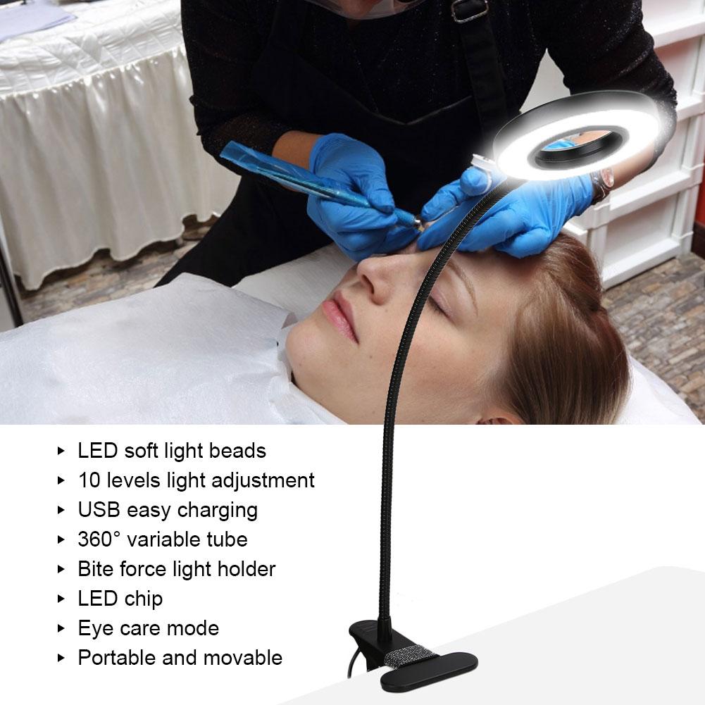 Makeup Tattoo Eye Care Reading Led Desk Light USB Nail Art Eyelash Extension Clip On Light