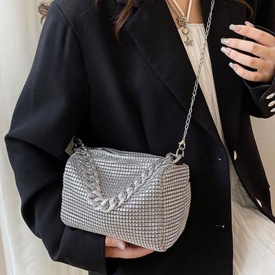 Bolso de noche con diamantes de imitación y purpurina a la moda, bolso brillante de lujo para mujer, bolso cruzado para fiesta de carnaval y discoteca para mujer, bolso cruzado para axila