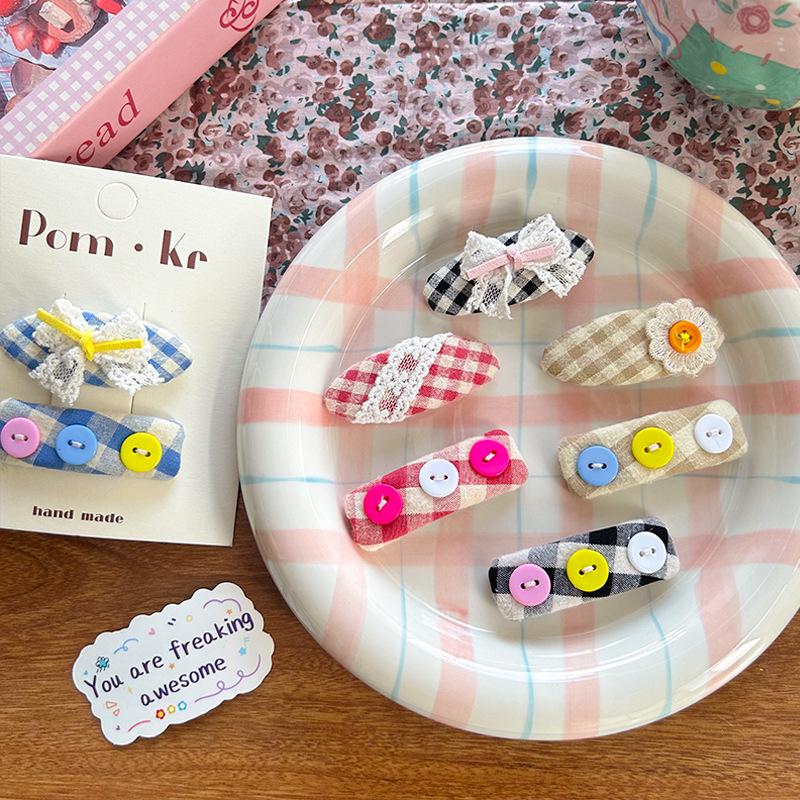 Plaid Bow Flower Hair Clip for Kids