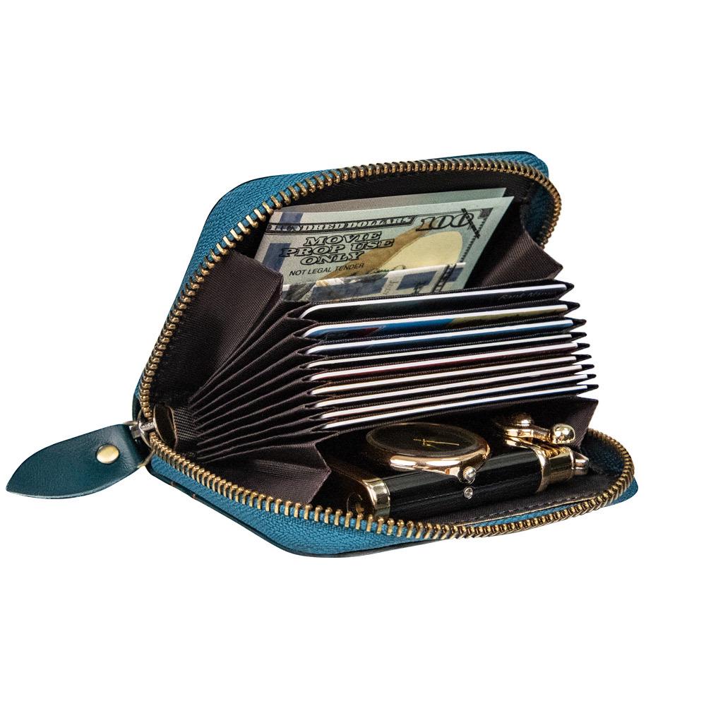 Jiameida Herren Retro Leder Schlüssel- und Münzbeutel mit Reißverschluss - Großes Fassungsvermögen Kartenhalter