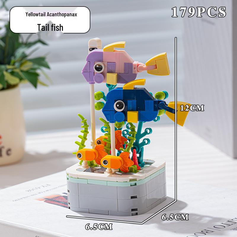 Compatible Lego Insect & Animal Building Blocks: Educational Flower Assembly Toy & Holiday Gift for Kids' Desktop Ornaments