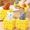 New Pop Up Funny Mouse & Cheese Block Squeeze Fidget Toy Hide And Seek Cute Figures Fun Stress Relief Anti-Anxiety Sensory Toy