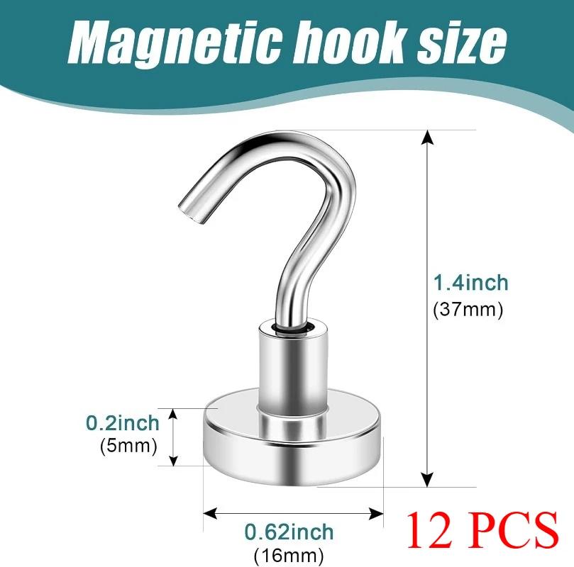 ZEXEF Multi Purpose Metal Strong Magnetic Storage Hooks for Door Kitchens Refrigerators and Garage Walls Storage Hooks