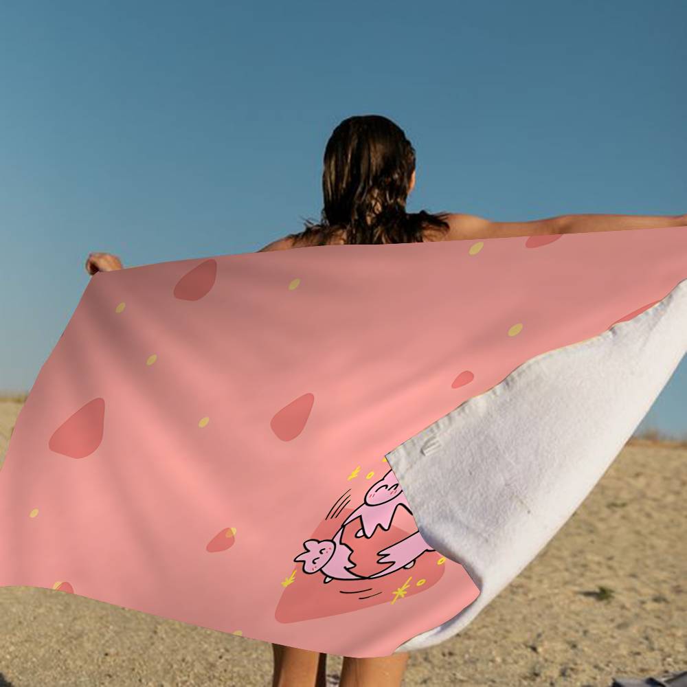 My F-Friend Pink Rabbit Funny Microfiber Blanket Drying Beach Towels Oversized Printing Super Absorbent Pool Towel Blanket