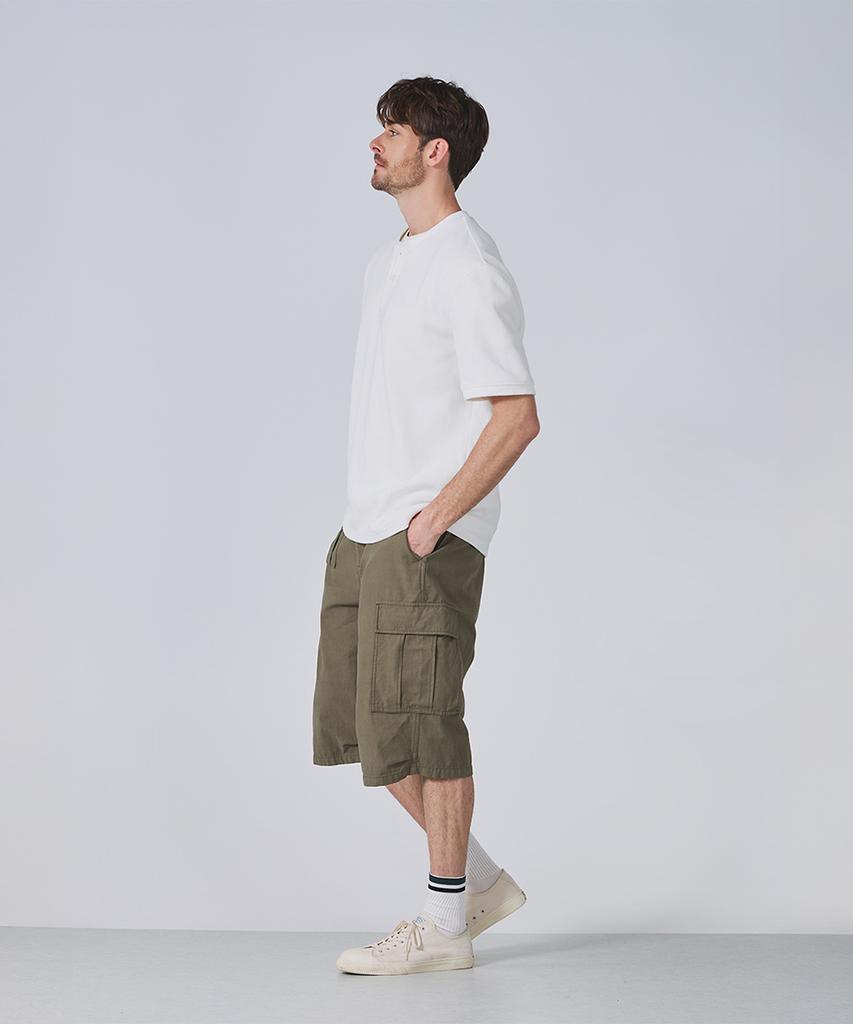Geonjiulleunseu Waffle Henley Neck Short Sleeve T-Shirt Collection