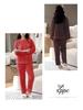 Pajama Embroidered Elastic Flannel Top and Warm and Long Logo Elastic Open Long Elastic Loose Casual Fashion for and Winter [xppe] Women's Set, Pants,