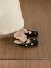 Niche design sense one-word buckle bag head half slippers female summer wear with skirt fairy wind rhinestone silver single shoes female