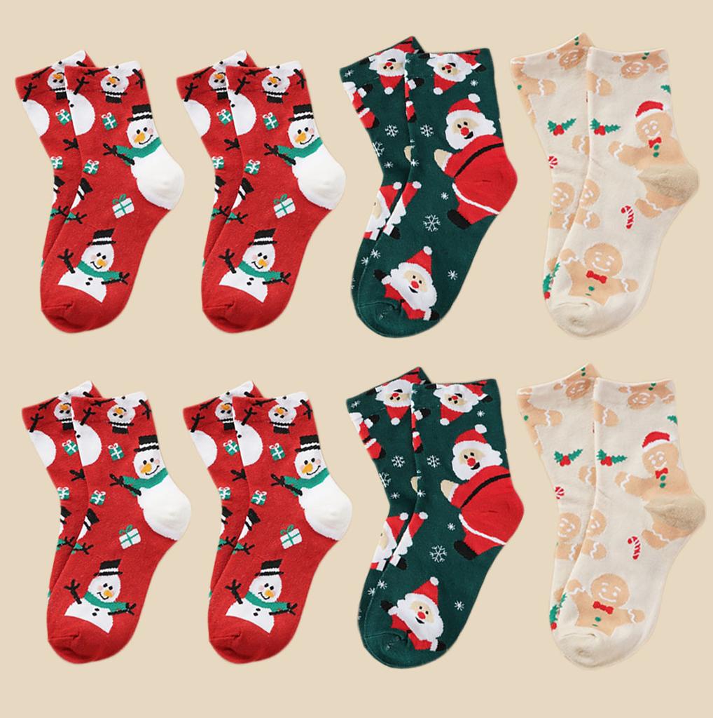 8 Pairs/Set Cute Christmas Socks Cotton Breathable Fashoin Funny Middle Tube Sock Comfortable Casual Warm Winter Gift Socks