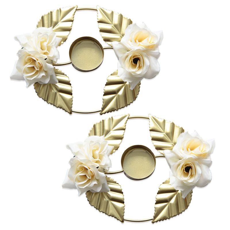 

AEE4-Wedding Candlestick Floral Candlestick Flower Candle Holder For Tables Wedding Centerpieces Rose Garland Candle Holder