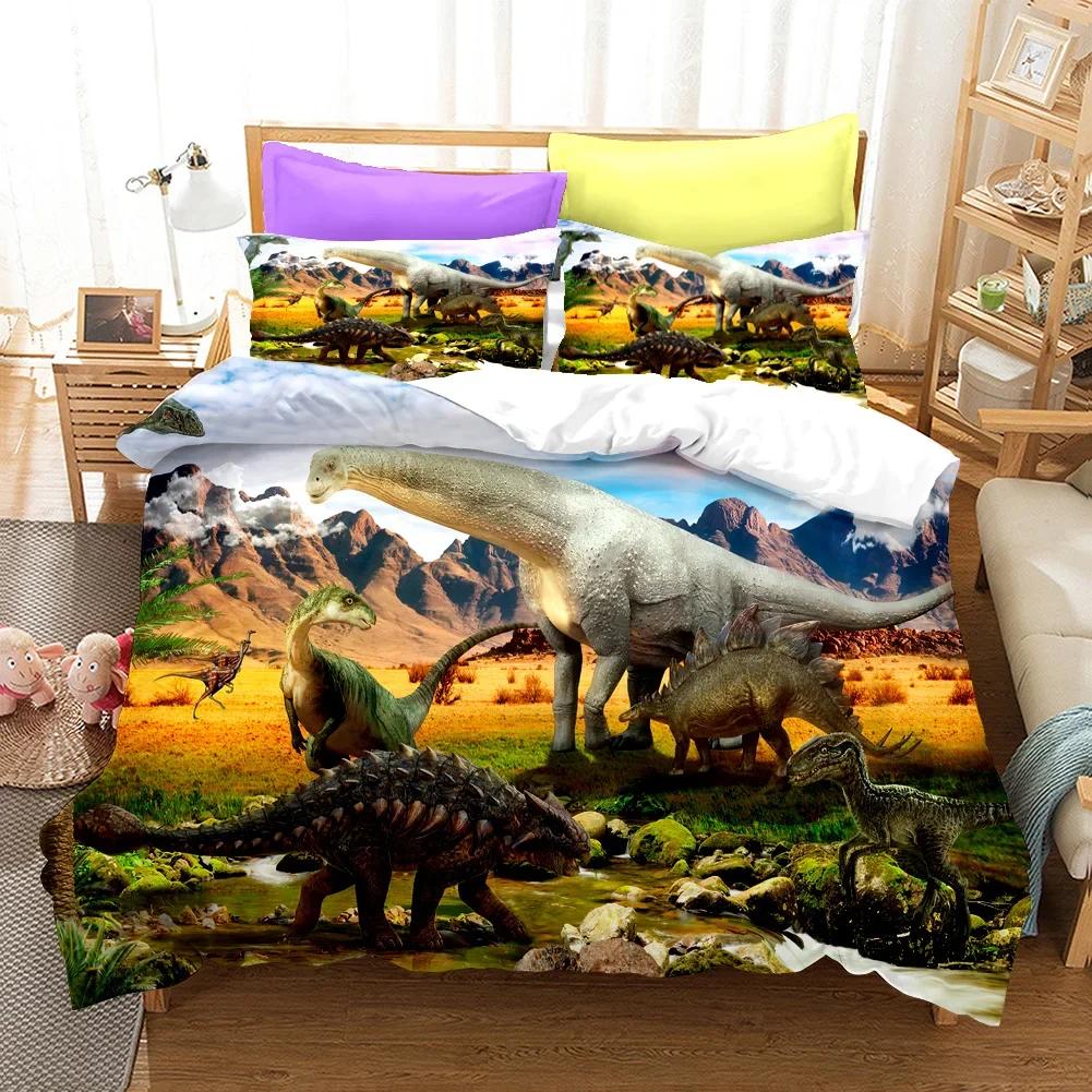 Dinosaur Series Bedclothes Bedings 3D Print North America Brushed with Soft Fabric Duvetcover&2pcs Pilowcase Ropa Cama AU Single 140x210 Bedset
