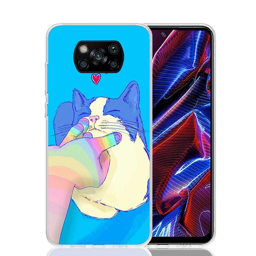 Cat Cute Kitten Cartoon Case Phone Cover for Xiaomi Redmi Note 10 9 9S 8 8T 7 5 Pro Mi 12T 11T 10T 9T 12 11 Lite A3 A2 Trend Fun