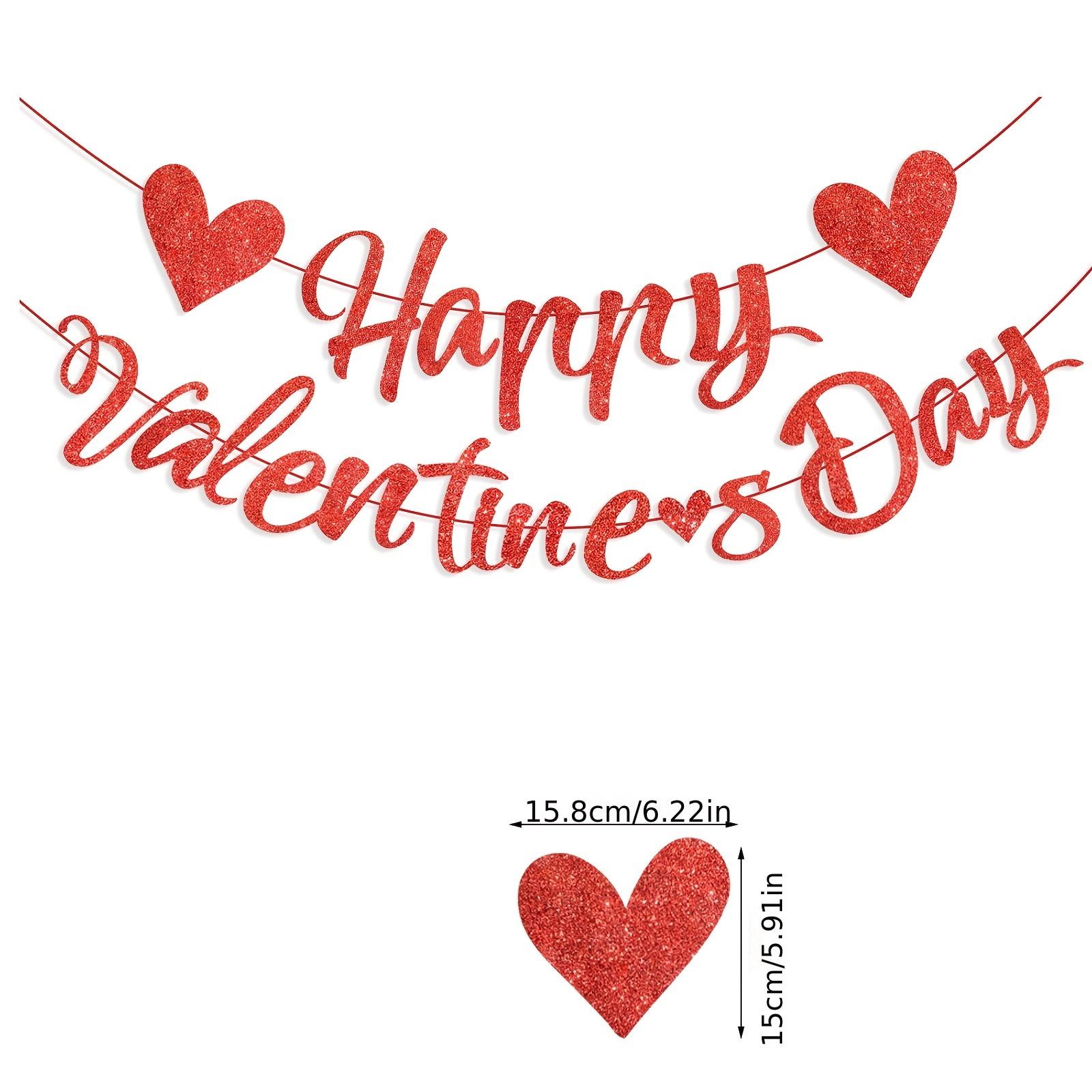 

1 Червоний Банер-Серце на День Святого Валентина - Червона Блискуча Гірлянда-Серце - Підходить для Вечірок на Тему Дня Святого Валентина, Днів Народження, Ювілеїв червоний