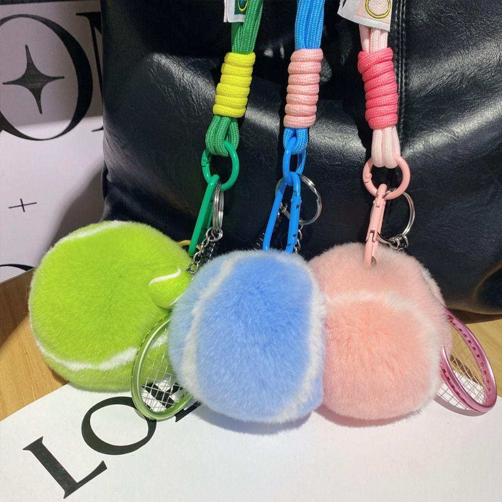 Backpack Hanging Tennis Ball Plush Pendant Plush Plush Tennis Keychain Car Decoration