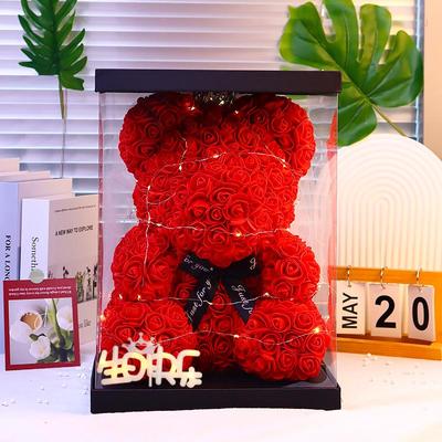 Eternal Flower Crown & Veil: Rose Bear Gift Box for Birthdays, Valentine's, Qixi, & Christmas