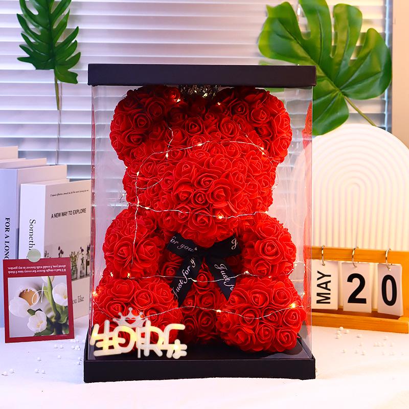 Eternal Flower Crown & Veil: Rose Bear Gift Box for Birthdays, Valentine's, Qixi, & Christmas