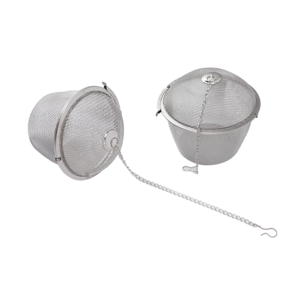 2pcs Mesh Tea Stainless Steel Tea Strainer with Hook Chain for Spice Soup Tea Herbs