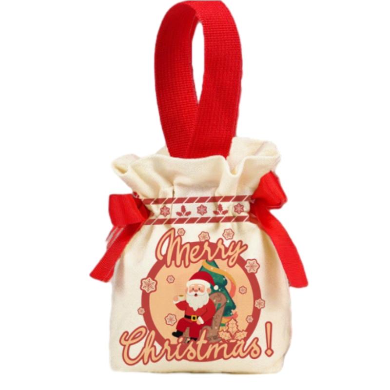 1-5pcs Christmas Drawstring Candy Bag New Year Gift Bags Party Gift Pouch Holiday Treat Sack Reusable Festive Favor Bag for Kids