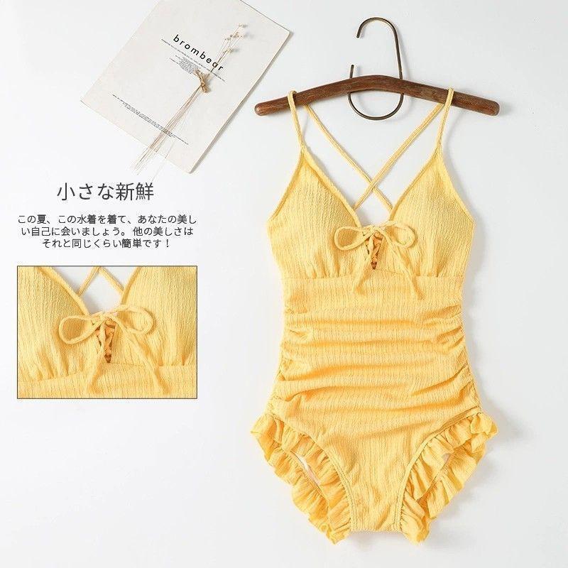 Egg Yellow-girl One-piece Flounce Swimsuit Female Student (small Citrus Seeds) Hot Vacation M жёлтый