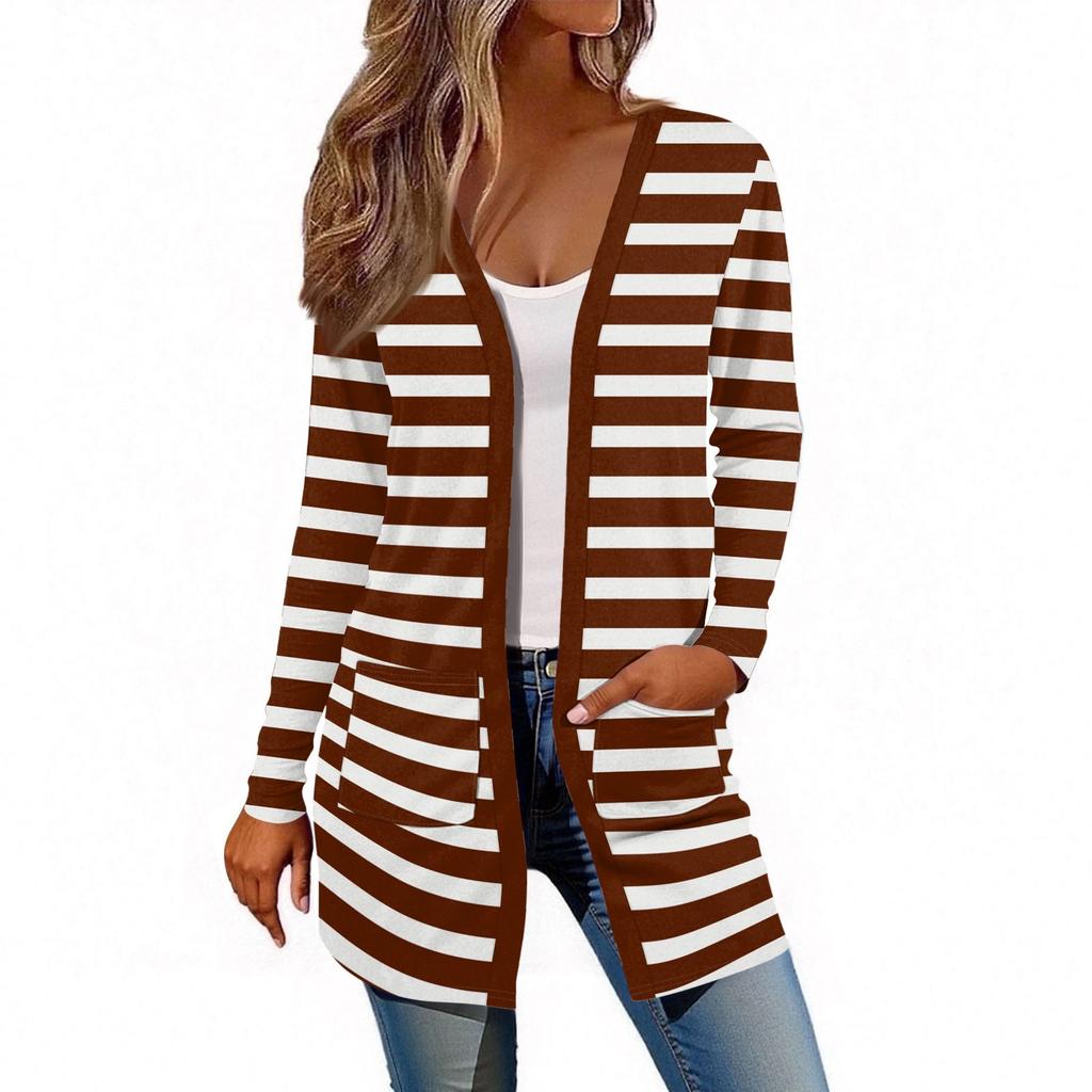 Women's Long Sleeve Cardigan Casual Jacket With Pockets Top