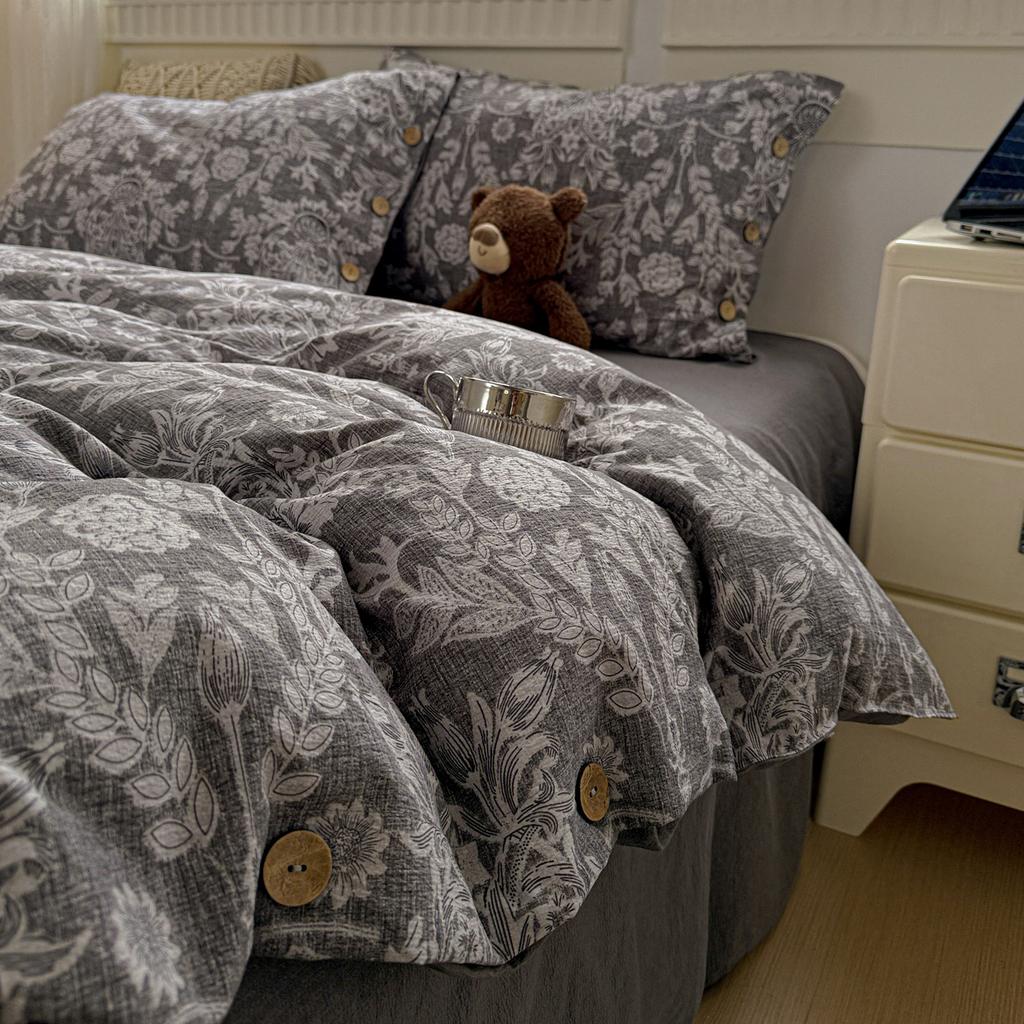 Ins Princess Bedding Set Simple Floral Duvet Cover Pillowcases Flat Sheet Single Twin Double Queen Size Home Decor Bed Linen Set