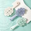 1pc Scalp Massage Comb Silicone Leaf Shaped Shampoo Bath Body Massage Brush Long Handle Salon Brush, Special for Real Hair Wigs
