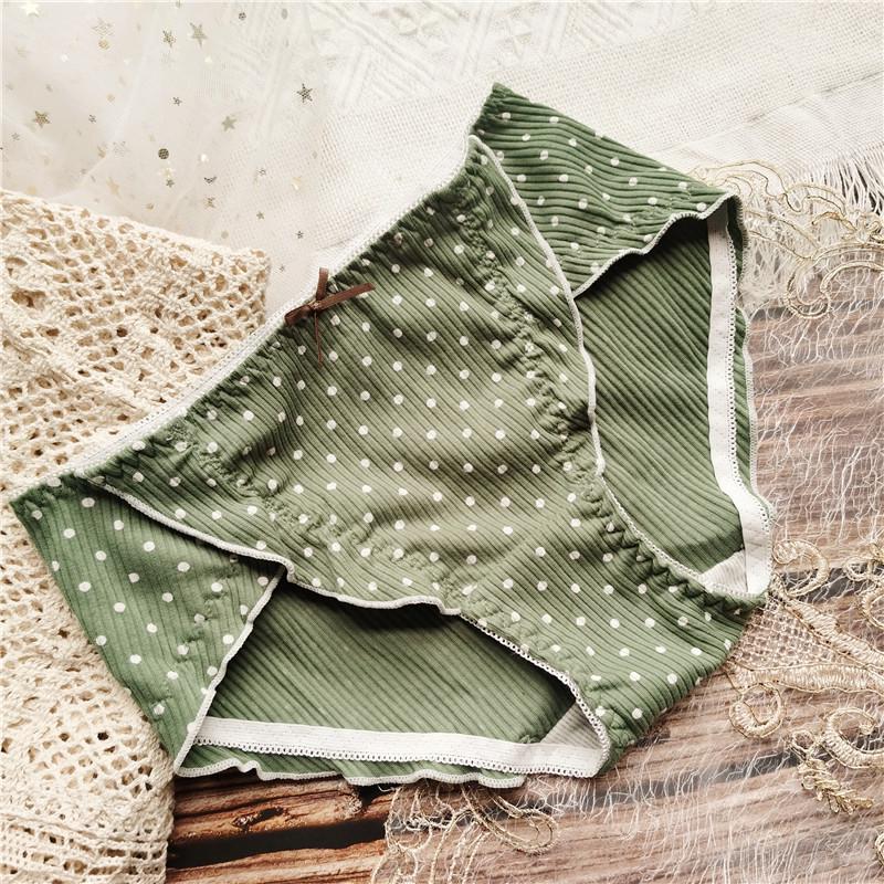 Sweet Fairy Polka Dot Ruffle Edge Low Rise Cotton Panties for Women